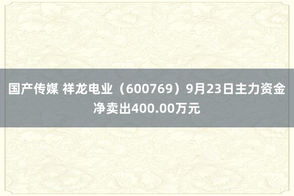 国产传媒 祥龙电业（600769）9月23日主力资金净卖出400.00万元