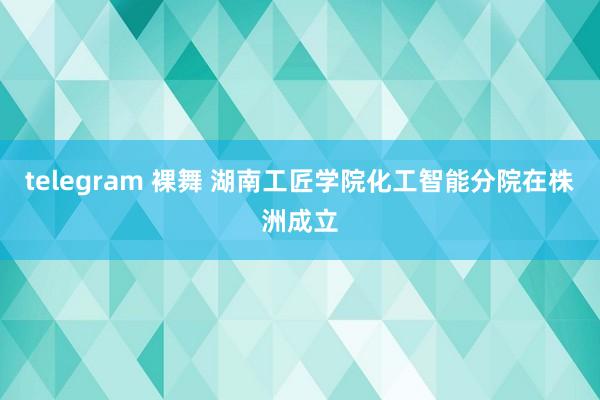 telegram 裸舞 湖南工匠学院化工智能分院在株洲成立