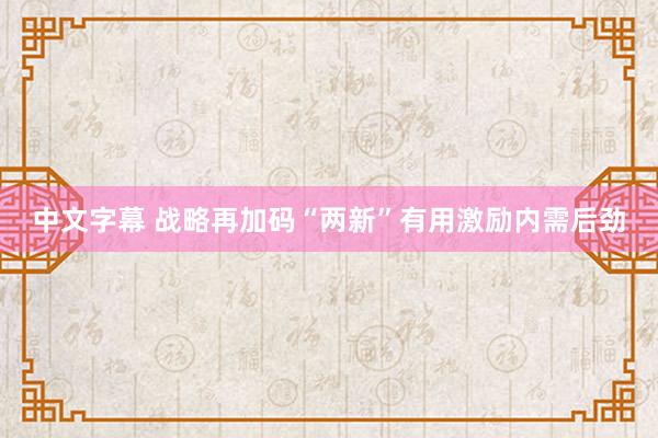 中文字幕 战略再加码“两新”有用激励内需后劲