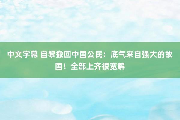 中文字幕 自黎撤回中国公民：底气来自强大的故国！全部上齐很宽解