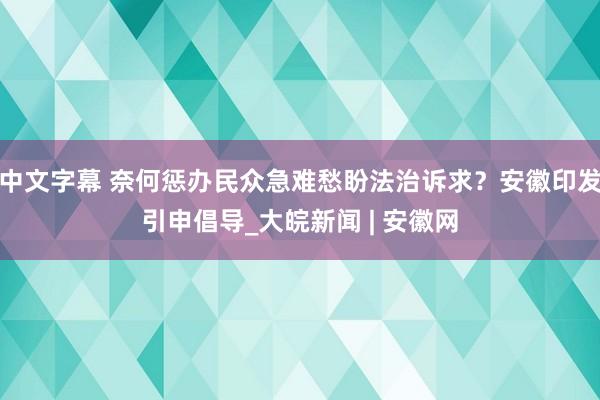 中文字幕 奈何惩办民众急难愁盼法治诉求？安徽印发引申倡导_大皖新闻 | 安徽网