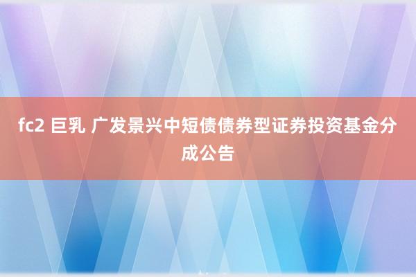 fc2 巨乳 广发景兴中短债债券型证券投资基金分成公告