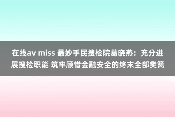 在线av miss 最妙手民搜检院葛晓燕：充分进展搜检职能 筑牢顾惜金融安全的终末全部樊篱