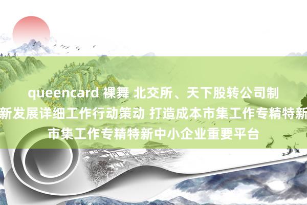 queencard 裸舞 北交所、天下股转公司制定中小企业专精特新发展详细工作行动策动 打造成本市集工作专精特新中小企业重要平台