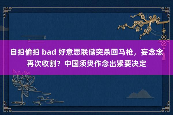 自拍偷拍 bad 好意思联储突杀回马枪，妄念念再次收割？中国须臾作念出紧要决定