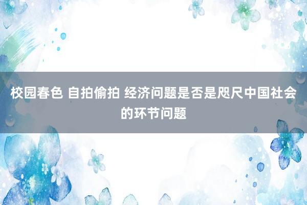 校园春色 自拍偷拍 经济问题是否是咫尺中国社会的环节问题