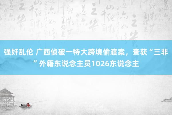 强奸乱伦 广西侦破一特大跨境偷渡案，查获“三非”外籍东说念主员1026东说念主