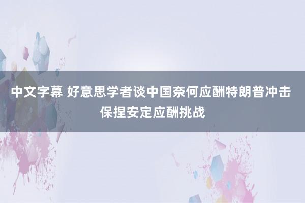 中文字幕 好意思学者谈中国奈何应酬特朗普冲击 保捏安定应酬挑战