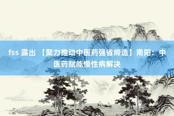 fss 露出 【聚力推动中医药强省缔造】南阳：中医药赋能慢性病解决