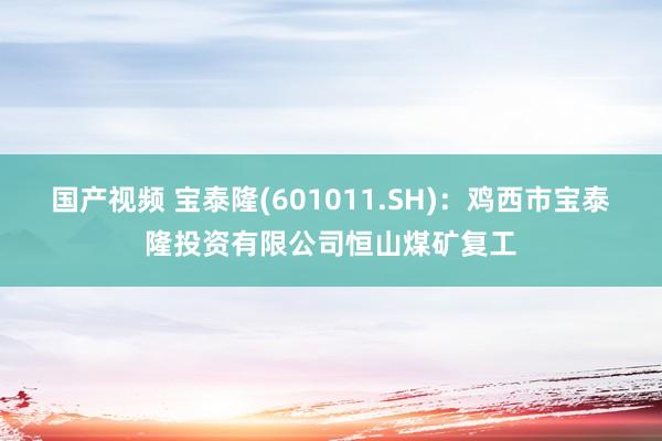 国产视频 宝泰隆(601011.SH)：鸡西市宝泰隆投资有限公司恒山煤矿复工