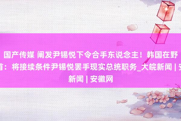 国产传媒 阐发尹锡悦下令合手东说念主！韩国在野党党首：将接续条件尹锡悦罢手现实总统职务_大皖新闻 | 安徽网