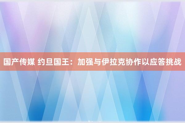 国产传媒 约旦国王：加强与伊拉克协作以应答挑战