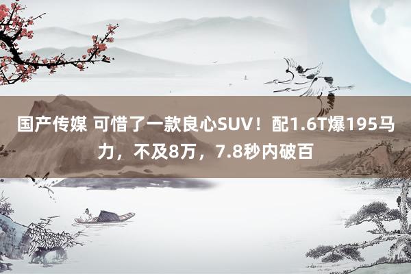 国产传媒 可惜了一款良心SUV！配1.6T爆195马力，不及8万，7.8秒内破百