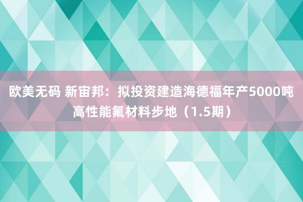 欧美无码 新宙邦：拟投资建造海德福年产5000吨高性能氟材料步地（1.5期）