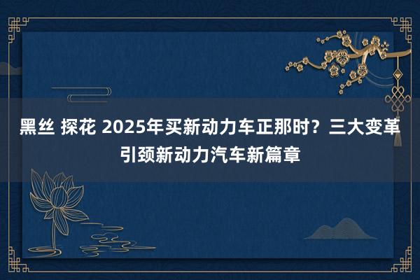 黑丝 探花 2025年买新动力车正那时？三大变革引颈新动力汽车新篇章