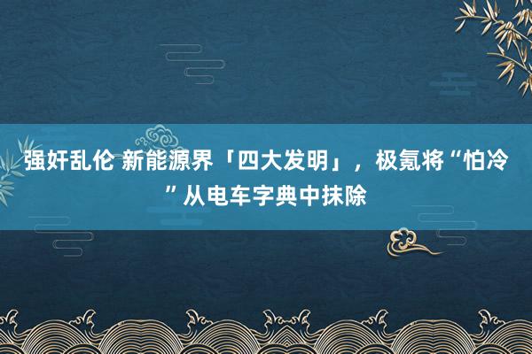 强奸乱伦 新能源界「四大发明」，极氪将“怕冷”从电车字典中抹除