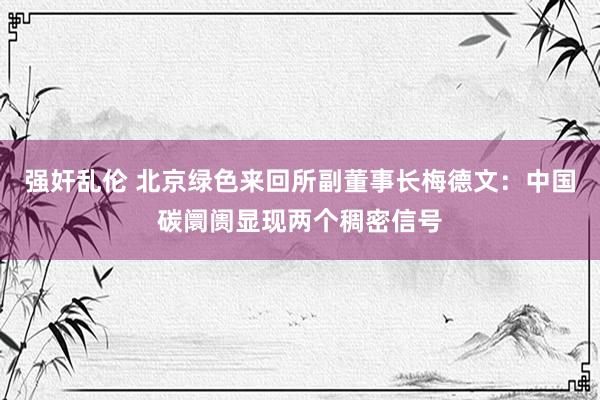 强奸乱伦 北京绿色来回所副董事长梅德文：中国碳阛阓显现两个稠密信号