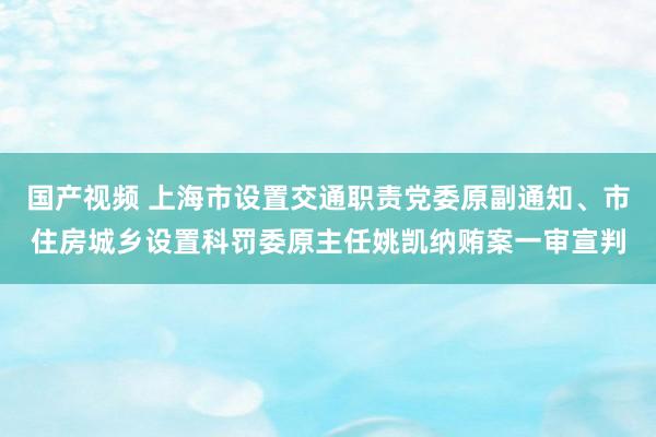 国产视频 上海市设置交通职责党委原副通知、市住房城乡设置科罚委原主任姚凯纳贿案一审宣判