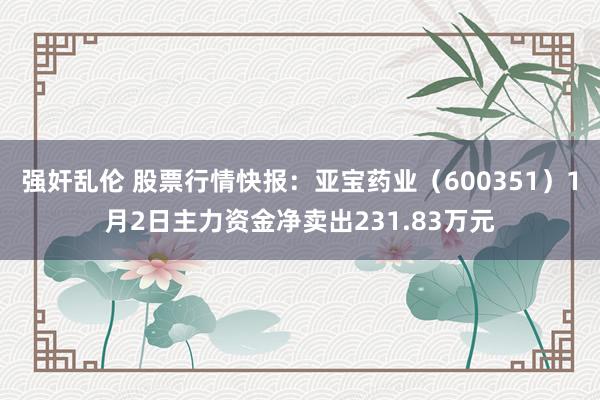 强奸乱伦 股票行情快报：亚宝药业（600351）1月2日主力资金净卖出231.83万元