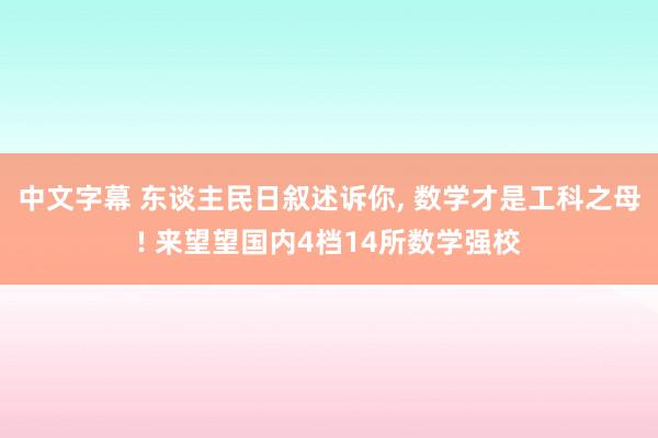 中文字幕 东谈主民日叙述诉你， 数学才是工科之母! 来望望国内4档14所数学强校