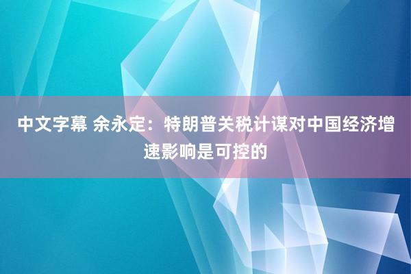 中文字幕 余永定：特朗普关税计谋对中国经济增速影响是可控的