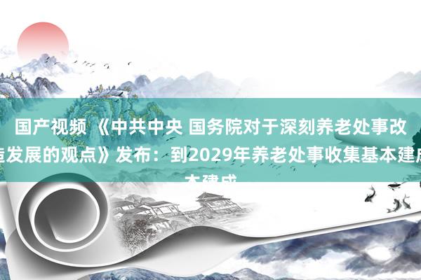 国产视频 《中共中央 国务院对于深刻养老处事改造发展的观点》发布：到2029年养老处事收集基本建成