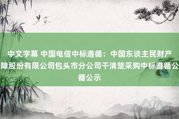 中文字幕 中国电信中标遵循：中国东谈主民财产保障股份有限公司包头市分公司干清楚采购中标遵循公示