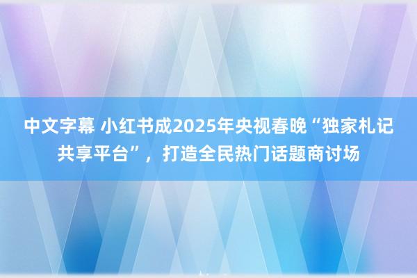 中文字幕 小红书成2025年央视春晚“独家札记共享平台”，打造全民热门话题商讨场