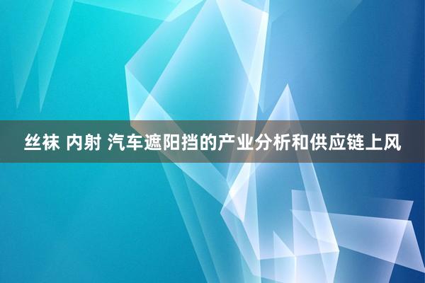 丝袜 内射 汽车遮阳挡的产业分析和供应链上风